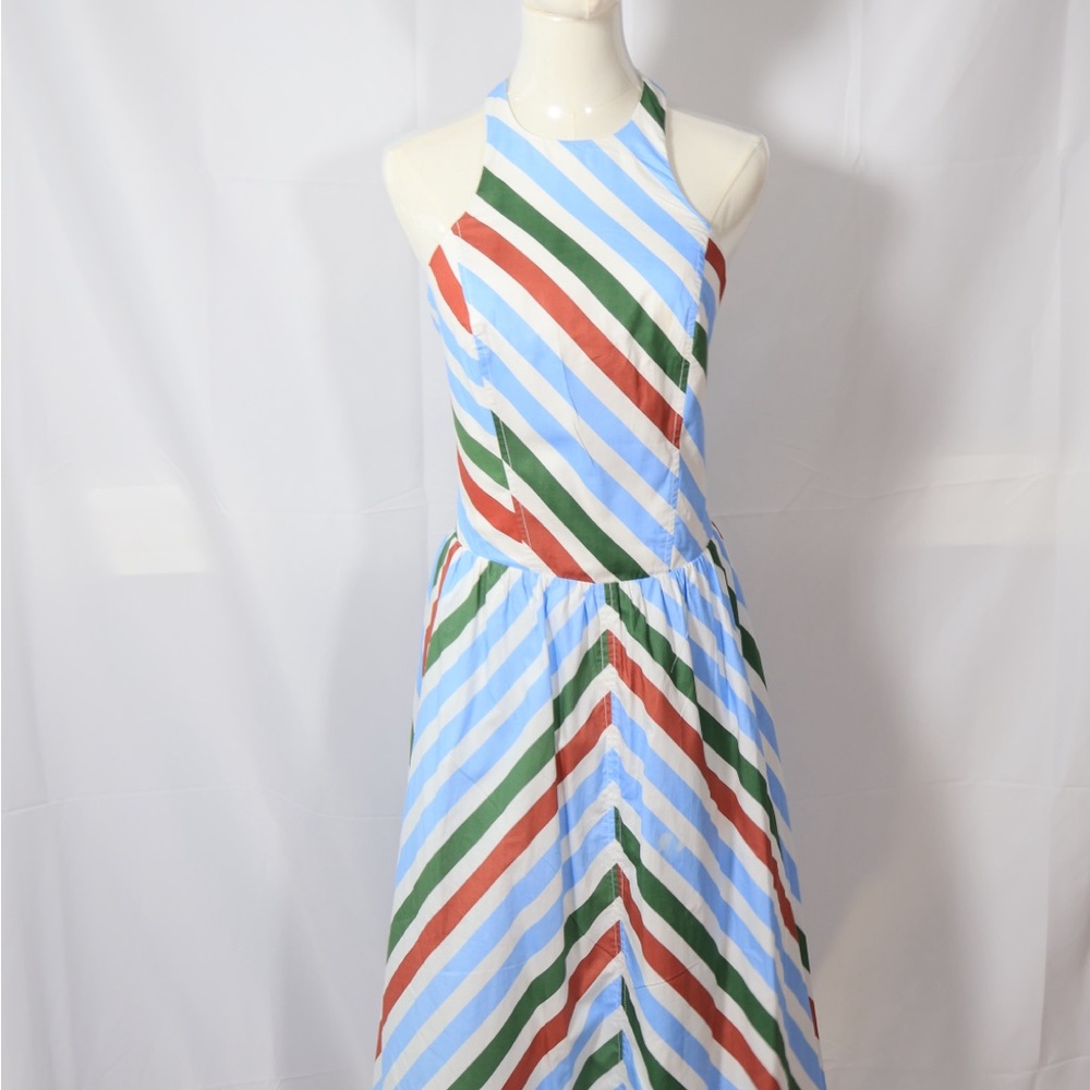 Anthropologie Blue Orange Halter Sundress